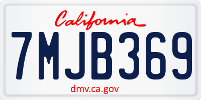 CA license plate 7MJB369