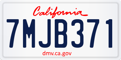 CA license plate 7MJB371