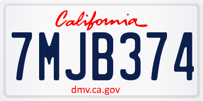 CA license plate 7MJB374