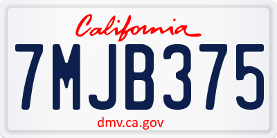 CA license plate 7MJB375