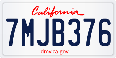 CA license plate 7MJB376
