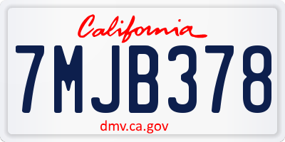 CA license plate 7MJB378