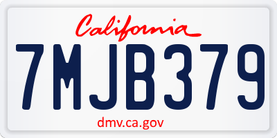 CA license plate 7MJB379
