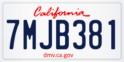 CA license plate 7MJB381