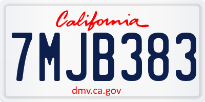 CA license plate 7MJB383
