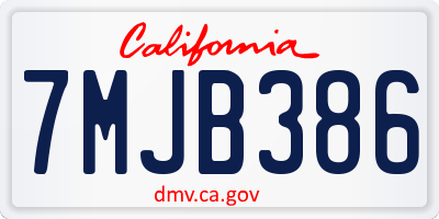 CA license plate 7MJB386