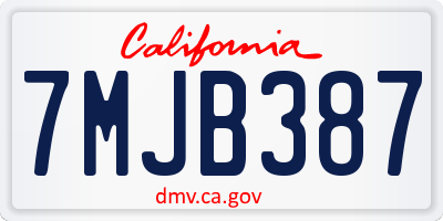 CA license plate 7MJB387