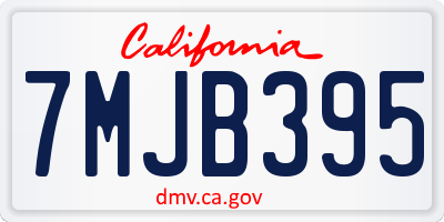 CA license plate 7MJB395