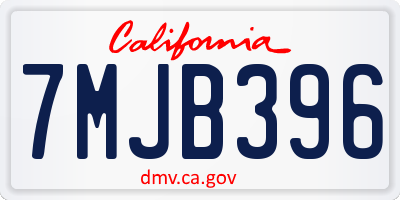CA license plate 7MJB396