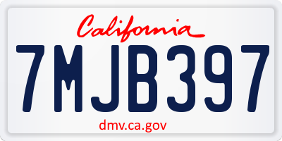 CA license plate 7MJB397