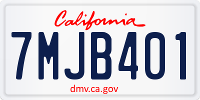 CA license plate 7MJB401