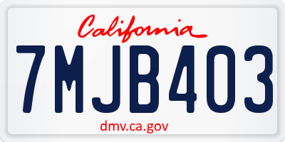 CA license plate 7MJB403