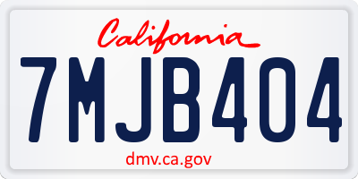 CA license plate 7MJB404