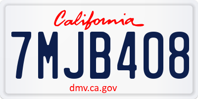 CA license plate 7MJB408