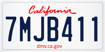 CA license plate 7MJB411