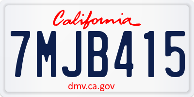 CA license plate 7MJB415