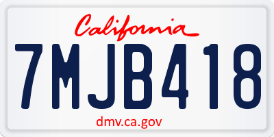 CA license plate 7MJB418