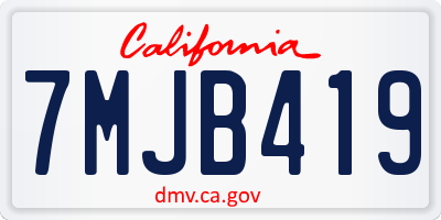 CA license plate 7MJB419