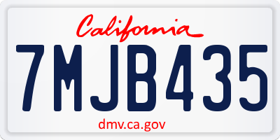 CA license plate 7MJB435