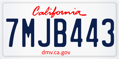 CA license plate 7MJB443