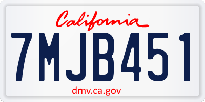 CA license plate 7MJB451