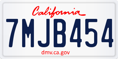CA license plate 7MJB454