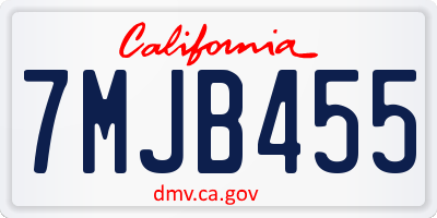 CA license plate 7MJB455