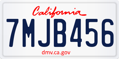 CA license plate 7MJB456