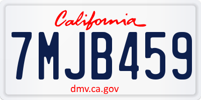 CA license plate 7MJB459