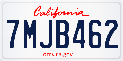 CA license plate 7MJB462