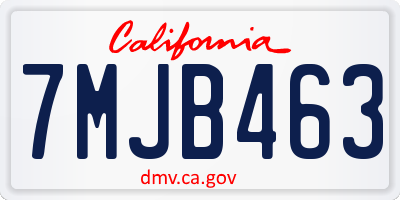 CA license plate 7MJB463