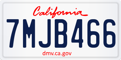 CA license plate 7MJB466