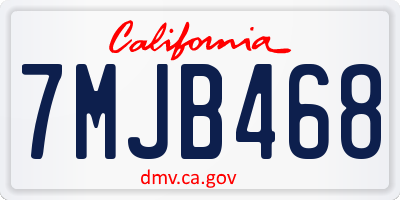 CA license plate 7MJB468