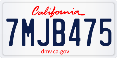 CA license plate 7MJB475