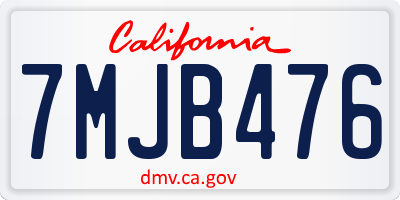 CA license plate 7MJB476