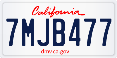 CA license plate 7MJB477
