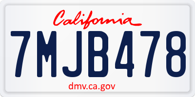 CA license plate 7MJB478