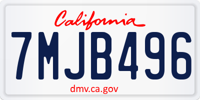 CA license plate 7MJB496