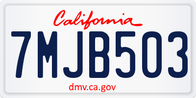 CA license plate 7MJB503