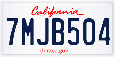 CA license plate 7MJB504