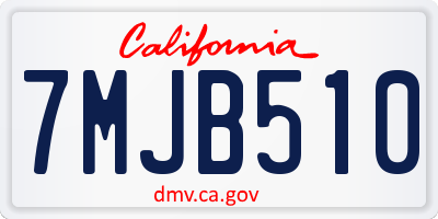 CA license plate 7MJB510