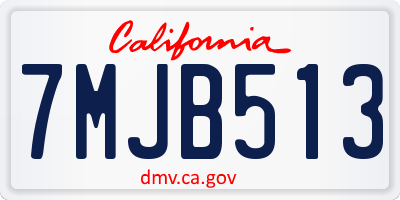 CA license plate 7MJB513