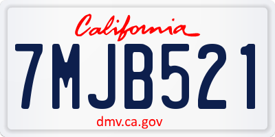 CA license plate 7MJB521
