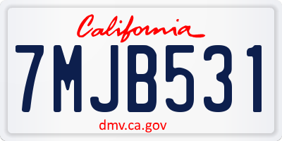 CA license plate 7MJB531
