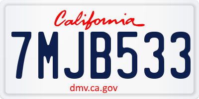 CA license plate 7MJB533