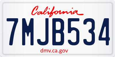 CA license plate 7MJB534