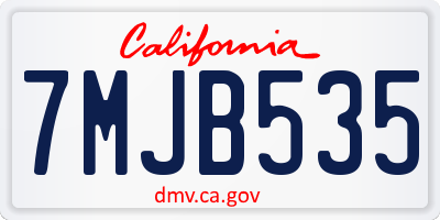 CA license plate 7MJB535