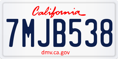 CA license plate 7MJB538