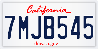 CA license plate 7MJB545