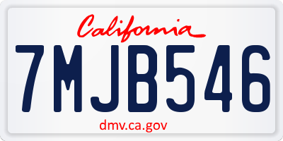CA license plate 7MJB546